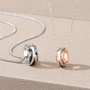 925 Sterling Silver Simple Personality X-shaped Rose Gold Irregular Texture Geometric Circle Couple Pendant with Necklace For Women