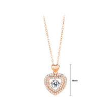 Load image into Gallery viewer, 925 Sterling Silver Plated Rose Gold Fashion Brilliant Heart Pendant with Cubic Zirconia and Necklace