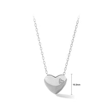 Load image into Gallery viewer, 925 Sterling Silver Simple Romantic Heart Pendant with Cubic Zirconia and Necklace