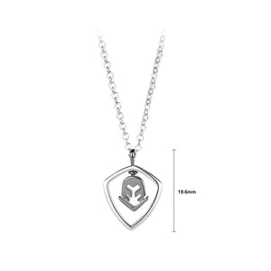925 Sterling Silver Simple Personality Hollow Knight Shield Couple Pendant with Necklace For Men