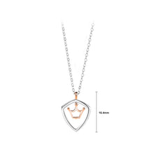 Load image into Gallery viewer, 925 Sterling Silver Simple Personality Hollow Crown Shield Couple Pendant with Necklace For Women