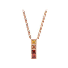 Load image into Gallery viewer, 925 Sterling Silver Plated Rose Gold Fashion Simple Rectangular Geometric Pendant with Cubic Zirconia and Necklace