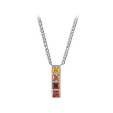Load image into Gallery viewer, 925 Sterling Silver Fashion Simple Rectangular Geometric Pendant with Cubic Zirconia and Necklace