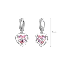 Load image into Gallery viewer, 925 Sterling Silver Fashion Simple Heart Shaped Earrings with Pink Cubic Zirconia
