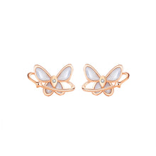 Load image into Gallery viewer, 925 Sterling Silver Plated Rose Gold Fashion Elegant Butterfly Mother-of-pearl Earrings with Cubic Zirconia