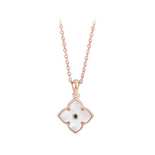 Load image into Gallery viewer, 925 Sterling Silver Plated Rose Gold Fashion Simple Four-leafed Clover Mother-of-pearl Pendant with Cubic Zirconia and Necklace