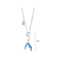 Load image into Gallery viewer, 925 Sterling Silver Fashion Temperament Mermaid Tail Moonstone Pendant with Cubic Zirconia and Necklace