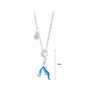 925 Sterling Silver Fashion Temperament Mermaid Tail Moonstone Pendant with Cubic Zirconia and Necklace