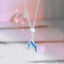 Load image into Gallery viewer, 925 Sterling Silver Fashion Temperament Mermaid Tail Moonstone Pendant with Cubic Zirconia and Necklace