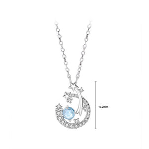 925 Sterling Silver Fashion Creative Meteor Pendant with Cubic Zirconia and Necklace