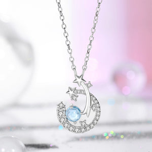 925 Sterling Silver Fashion Creative Meteor Pendant with Cubic Zirconia and Necklace