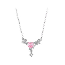 Load image into Gallery viewer, 925 Sterling Silver Fashion Simple Thorn Heart Pendant with Pink Cubic Zirconia and Necklace