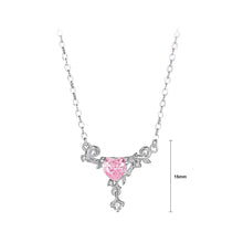 Load image into Gallery viewer, 925 Sterling Silver Fashion Simple Thorn Heart Pendant with Pink Cubic Zirconia and Necklace