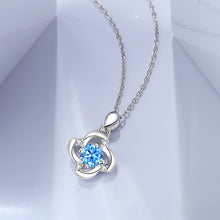 Load image into Gallery viewer, 925 Sterling Silver Fashion Simple Four-leafed Clover Pendant with Blue Cubic Zirconia and Necklace
