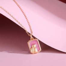 Load image into Gallery viewer, 925 Sterling Silver Plated Rose Gold Fashion Cute Rabbit Geometric Square Pendant with Necklace