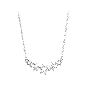 925 Sterling Silver Fashion Simple Star Pendant with  Cubic Zirconia and Necklace