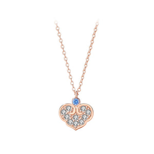 925 Sterling Silver Plated Rose Gold Fashion Simple Heart-shaped Pendant with Cubic Zirconia and Necklace