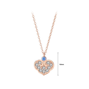 925 Sterling Silver Plated Rose Gold Fashion Simple Heart-shaped Pendant with Cubic Zirconia and Necklace