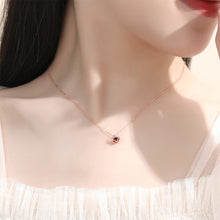 Load image into Gallery viewer, 925 Sterling Silver Plated Rose Gold Fashion Simple Geometric Square Pendant with Red Cubic Zirconia and Necklace