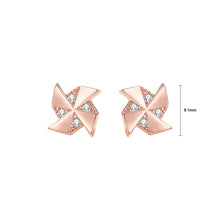 Load image into Gallery viewer, 925 Sterling Silver Plated Rose Gold Simple Fashion Windmill Stud Earrings with Cubic Zirconia