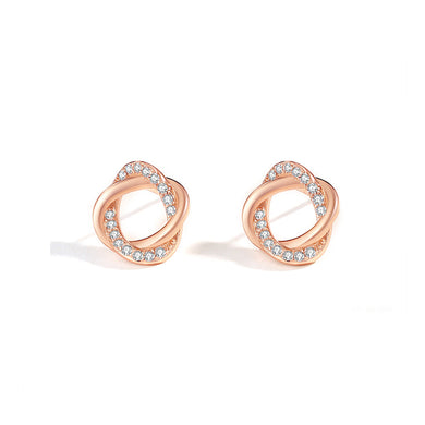 925 Sterling Silver Plated Rose Gold Fashion Simple Hollow Flower Stud Earrings with Cubic Zirconia