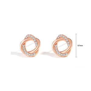 925 Sterling Silver Plated Rose Gold Fashion Simple Hollow Flower Stud Earrings with Cubic Zirconia