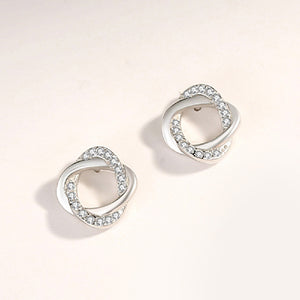 925 Sterling Silver Fashion Simple Hollow Flower Stud Earrings with Cubic Zirconia