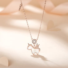 Load image into Gallery viewer, 925 Sterling Silver Plated Rose Gold Fashion Cute Unicorn Pendant with Cubic Zirconia and Necklace