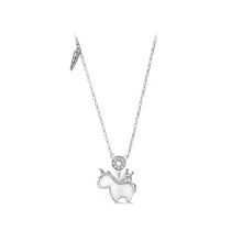 Load image into Gallery viewer, 925 Sterling Silver Fashion Cute Unicorn Pendant with Cubic Zirconia and Necklace