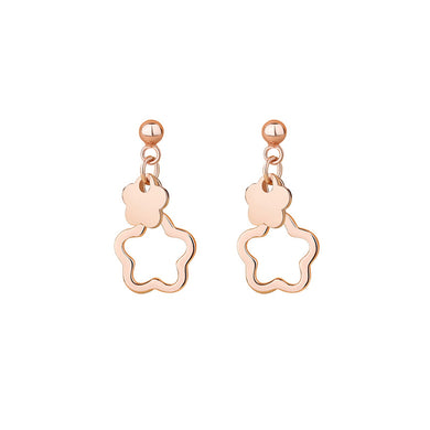 925 Sterling Silver Plated Rose Gold Simple Fashion Hollow Flower Earrings