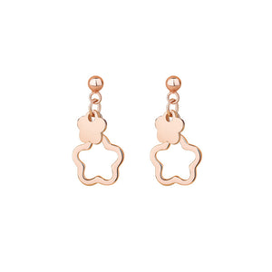 925 Sterling Silver Plated Rose Gold Simple Fashion Hollow Flower Earrings
