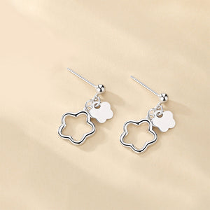 925 Sterling Silver Simple Fashion Hollow Flower Earrings