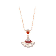 Load image into Gallery viewer, 925 Sterling Silver Plated Rose Gold Fashion Creative Skirt Pendant with Cubic Zirconia and Necklace
