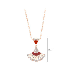925 Sterling Silver Plated Rose Gold Fashion Creative Skirt Pendant with Cubic Zirconia and Necklace