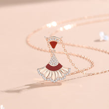 Load image into Gallery viewer, 925 Sterling Silver Plated Rose Gold Fashion Creative Skirt Pendant with Cubic Zirconia and Necklace