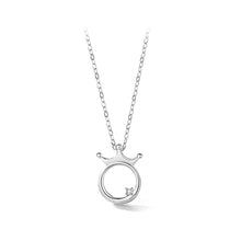 Load image into Gallery viewer, 925 Sterling Silver Fashion Personality Crown Circle Pendant with Cubic Zirconia and Necklace