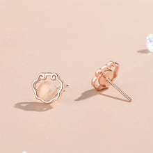 Load image into Gallery viewer, 925 Sterling Silver Plated Rose Gold Simple Vintage Ping An Lock Imitation Opal Stud Earrings