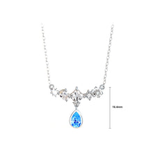 Load image into Gallery viewer, 925 Sterling Silver Fashion Temperament Geometric Water Drop-shaped Pendant with Blue Cubic Zirconia and Necklace