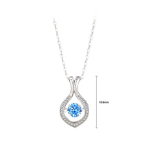 Load image into Gallery viewer, 925 Sterling Silver Fashion Simple Geometric Water Drop Shape Pendant with Blue Cubic Zirconia and Necklace