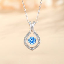 Load image into Gallery viewer, 925 Sterling Silver Fashion Simple Geometric Water Drop Shape Pendant with Blue Cubic Zirconia and Necklace