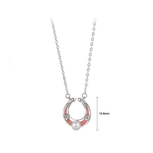 925 Sterling Silver Simple Temperament Geometric Flower Imitation Pearl Pendant with Necklace