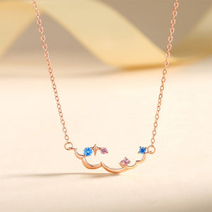 925 Sterling Silver Plated Rose Gold Simple Creative Nebula Pendant with Cubic Zirconia and Necklace