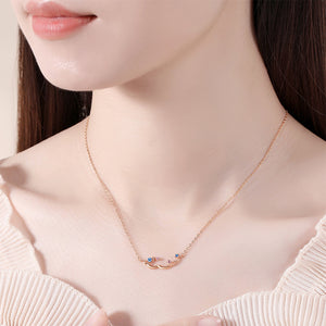 925 Sterling Silver Plated Rose Gold Simple Creative Nebula Pendant with Cubic Zirconia and Necklace