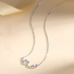 925 Sterling Silver Simple Creative Nebula Pendant with Cubic Zirconia and Necklace