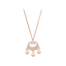 Load image into Gallery viewer, 925 Sterling Silver Plated Rose Gold Fashion Vintage Safety Lock Pendant with Cubic Zirconia and Necklace