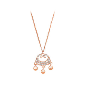 925 Sterling Silver Plated Rose Gold Fashion Vintage Safety Lock Pendant with Cubic Zirconia and Necklace