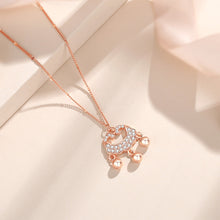 Load image into Gallery viewer, 925 Sterling Silver Plated Rose Gold Fashion Vintage Safety Lock Pendant with Cubic Zirconia and Necklace