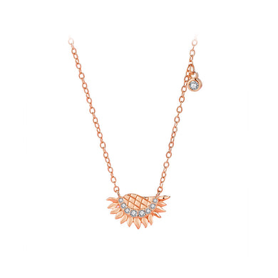 925 Sterling Silver Plated Rose Gold Fashion Temperament Daisy Pendant with Cubic Zirconia and Necklace
