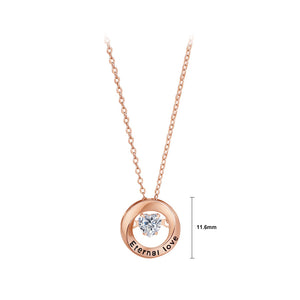 925 Sterling Silver Plated Rose Gold Fashion Simple Möbius Heart Pendant with Cubic Zirconia and Necklace