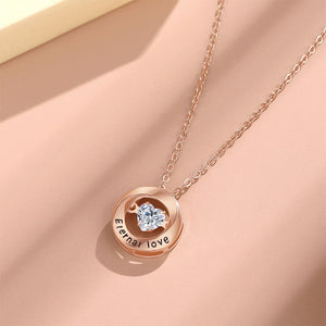 925 Sterling Silver Plated Rose Gold Fashion Simple Möbius Heart Pendant with Cubic Zirconia and Necklace